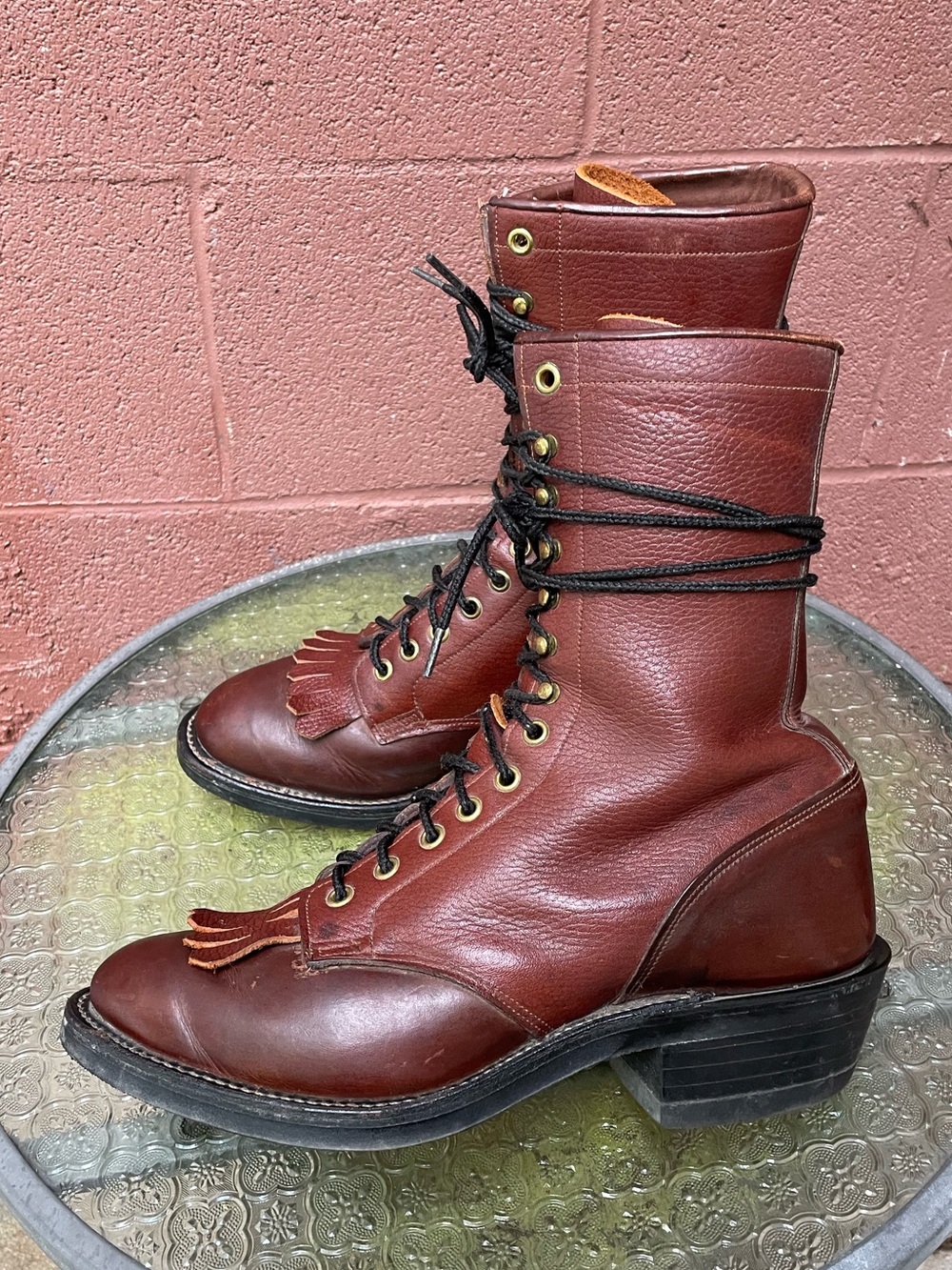 Olathe Packer Lacer Work Mid-calf Boots Size 9 EE